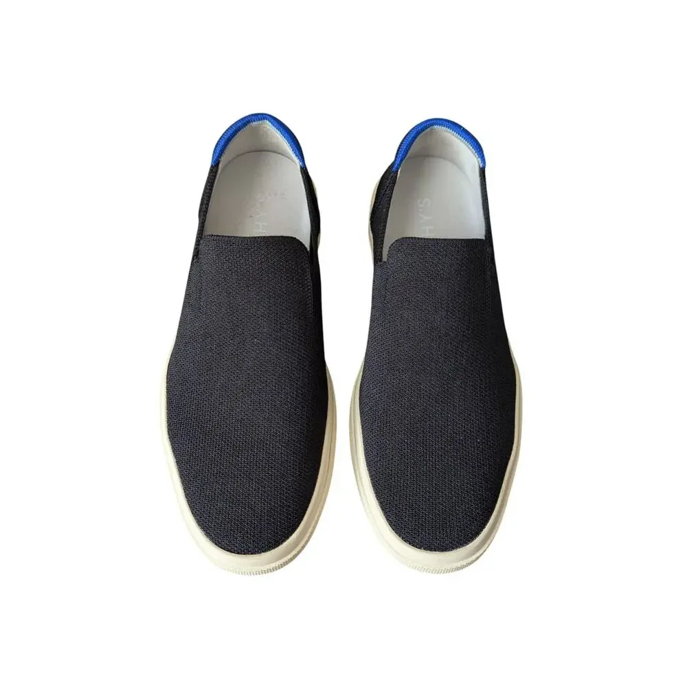 Rothys The City Slip On Sneaker Black Knit Shoes Size 7.5 Womens Comfort